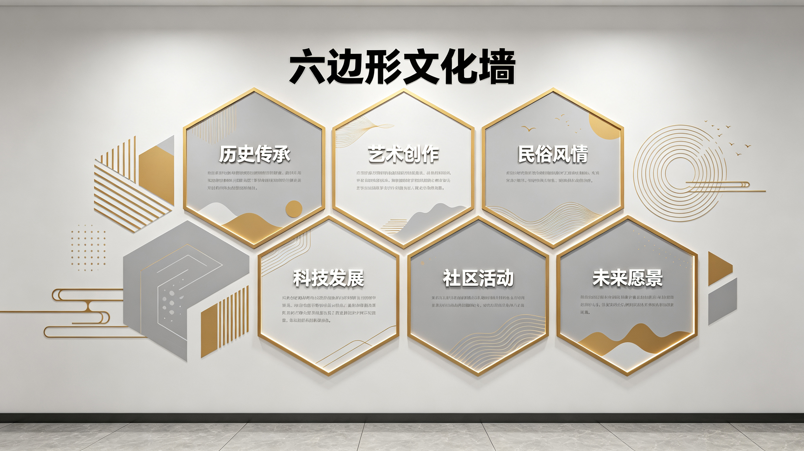 中方企业文化墙 | 六边形信息美学